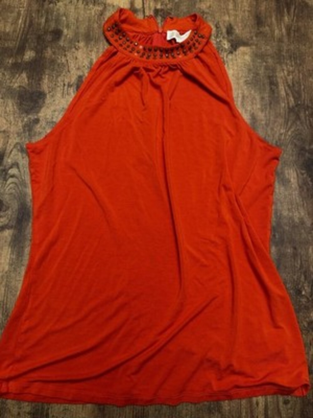Michael Michael Kors Bright Orange Studded Halter Neck Top